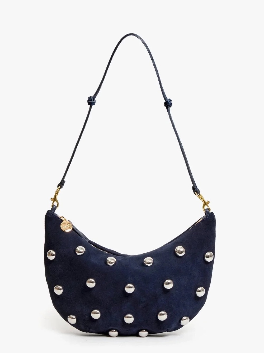 Lune Bag in Studded Navy Suede